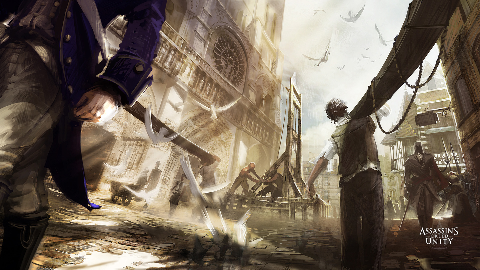 Fonds d'cran Jeux Vido Assassin's Creed : Unity ACU Notre Dame Guillotine