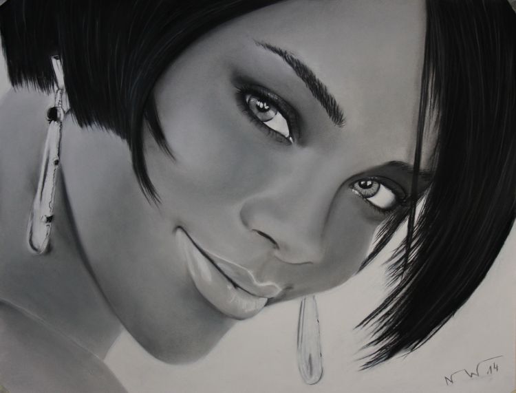 Wallpapers Art - Pencil Portraits Rihanna Pastels and charcoals