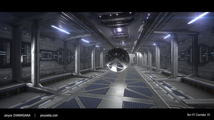 Wallpapers Digital Art Video games Sci - Fi Corridor in Real-Time