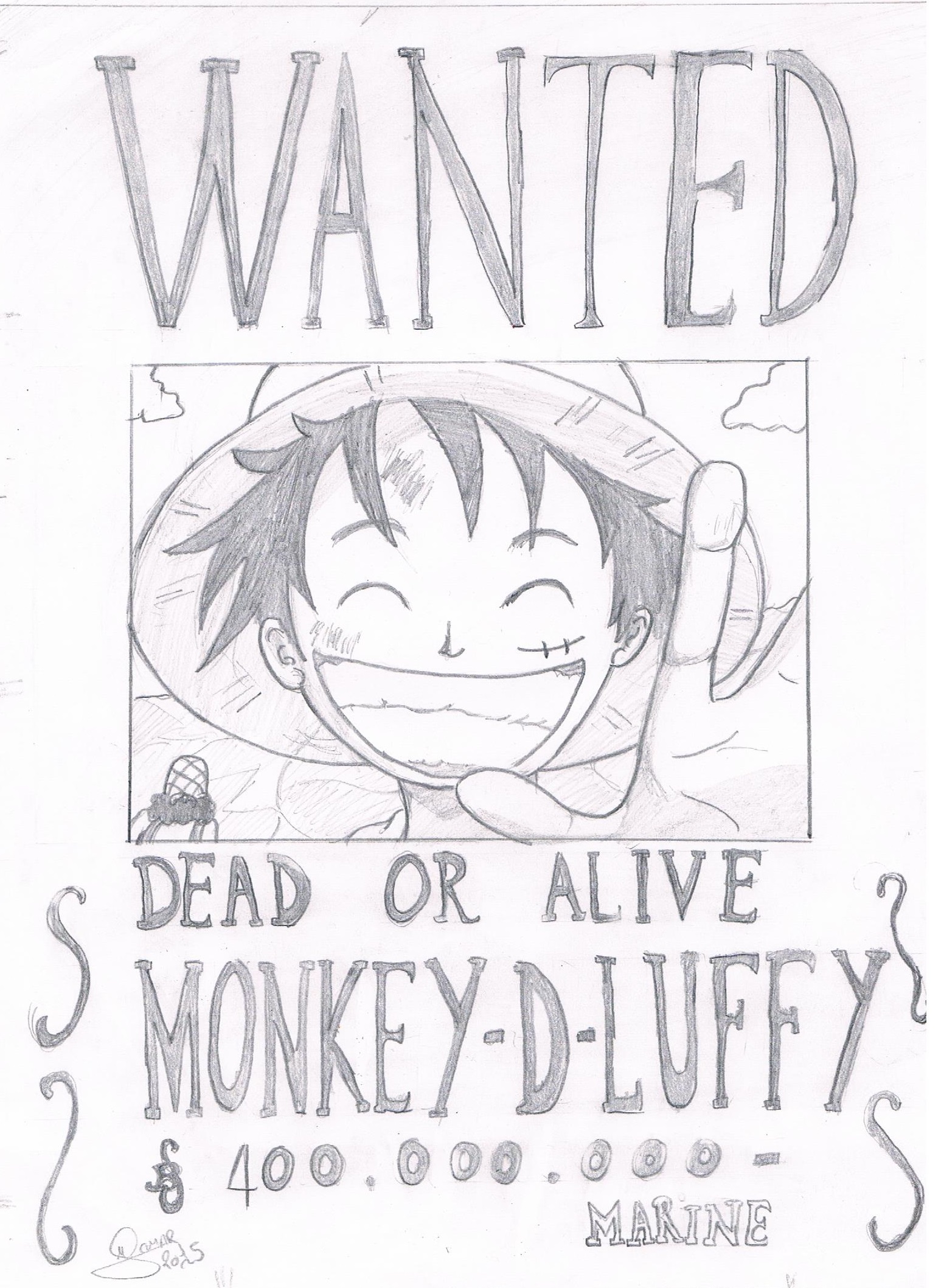 Wallpapers Art - Pencil Manga - One piece luffy