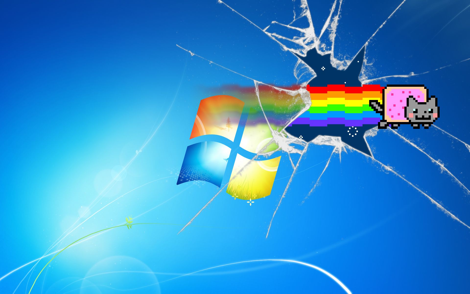 Fonds d'cran Informatique Windows 7 Nyan Cat