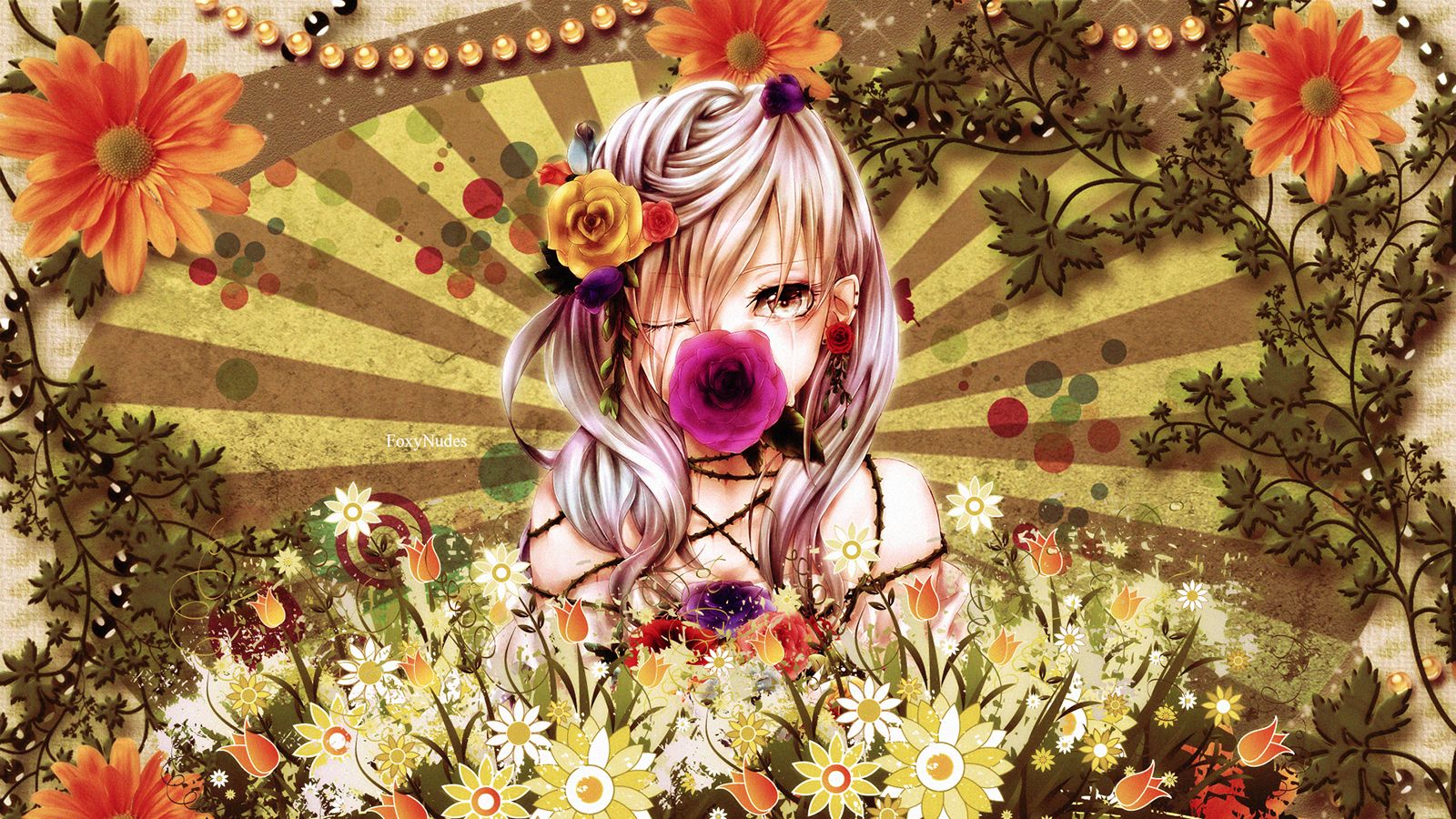 Wallpapers Manga Miscellaneous - Girls Flowers