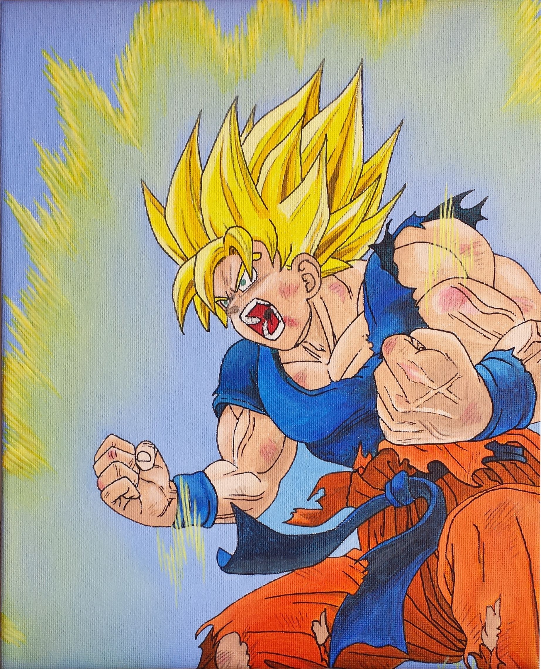 Fonds d'cran Art - Peinture Manga Goku Super saiyan