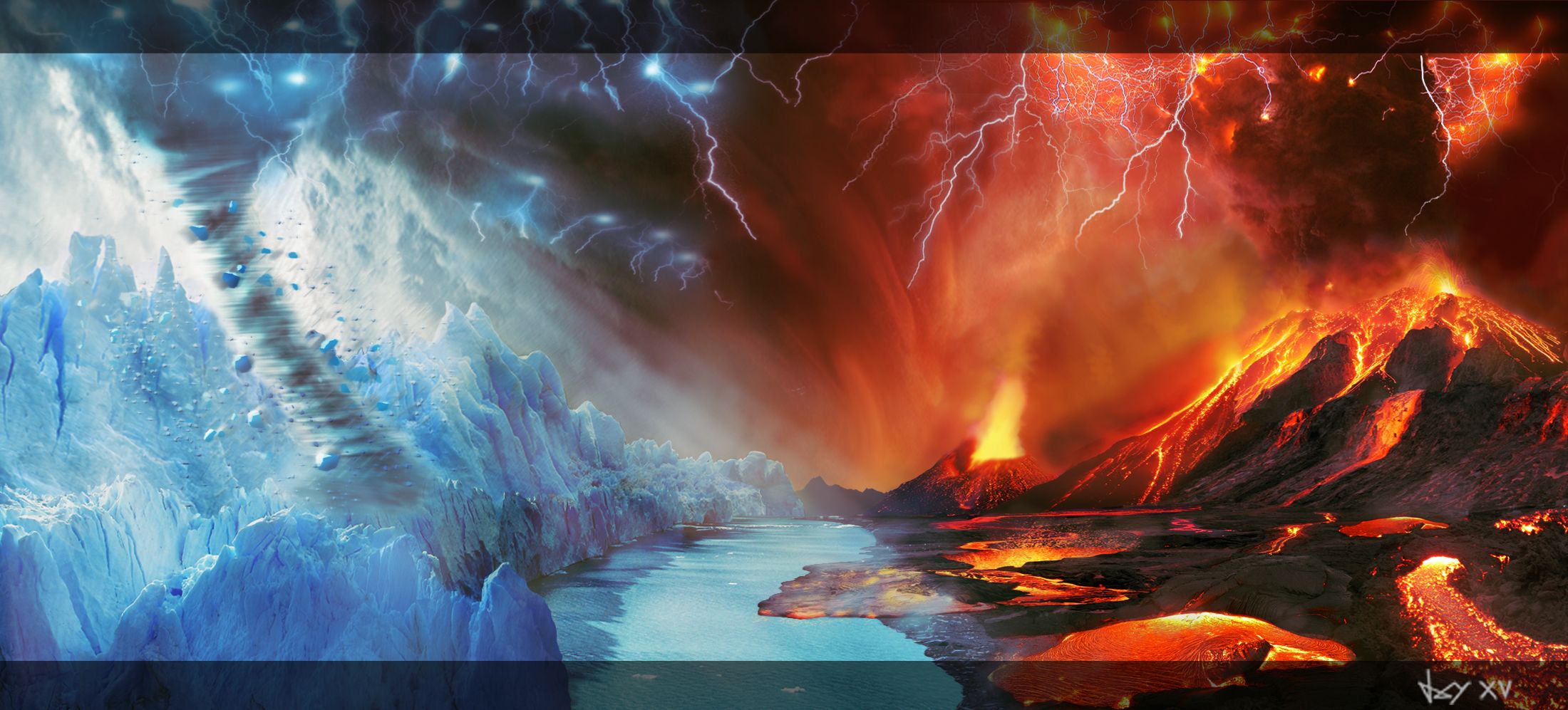 Wallpapers Digital Art Nature - Landscapes fire vs ice