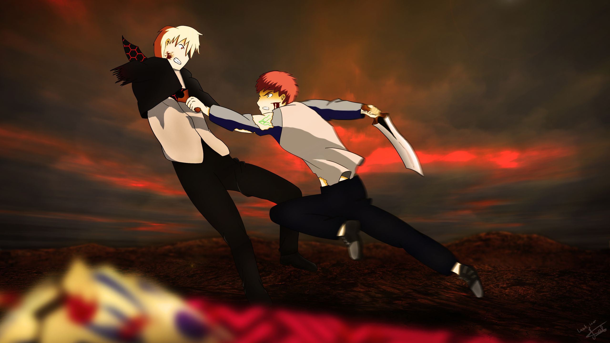 Wallpapers Manga Fate stay night / Fate project Fate Stay Night UBW Shirou VS Gilgamesh