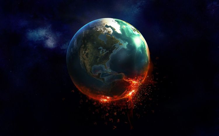 Wallpapers Digital Art Space - Universe Burning Earth