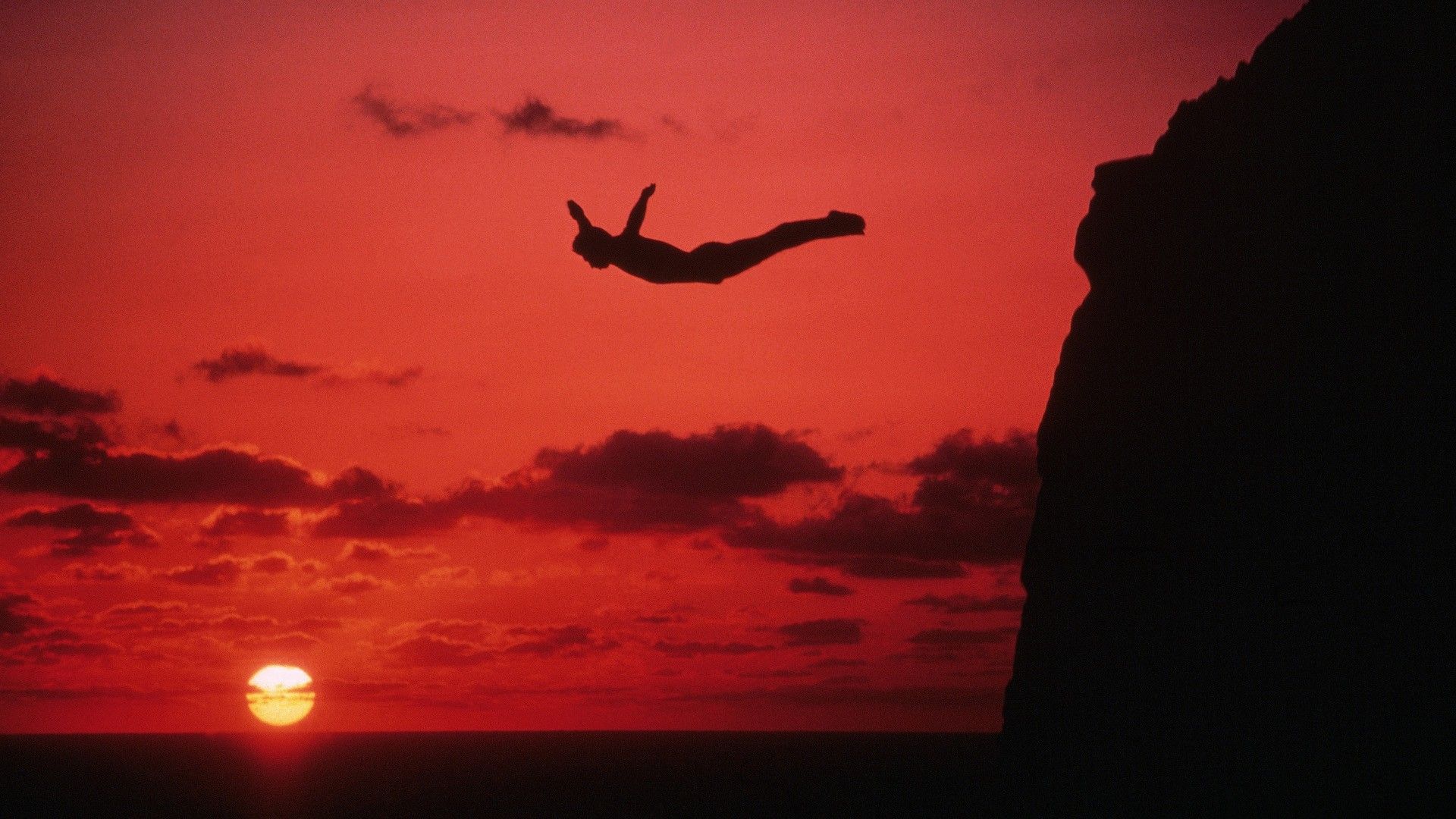 Fonds d'cran Nature Couchers et levers de Soleil Cool-Man-Cliff-Sunset