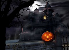  Digital Art halloween_pumpkin_lantern_house