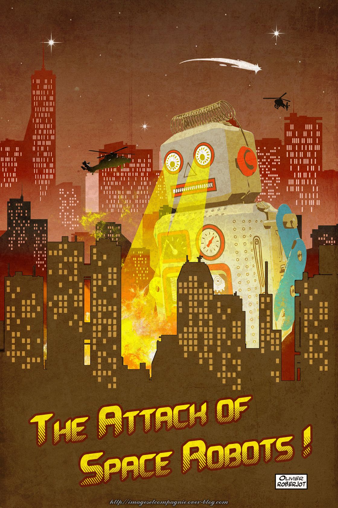 Wallpapers Digital Art Posters The attack of the space robot