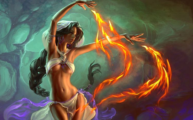 Wallpapers Fantasy and Science Fiction Magicians - Witches fire_magic_girl