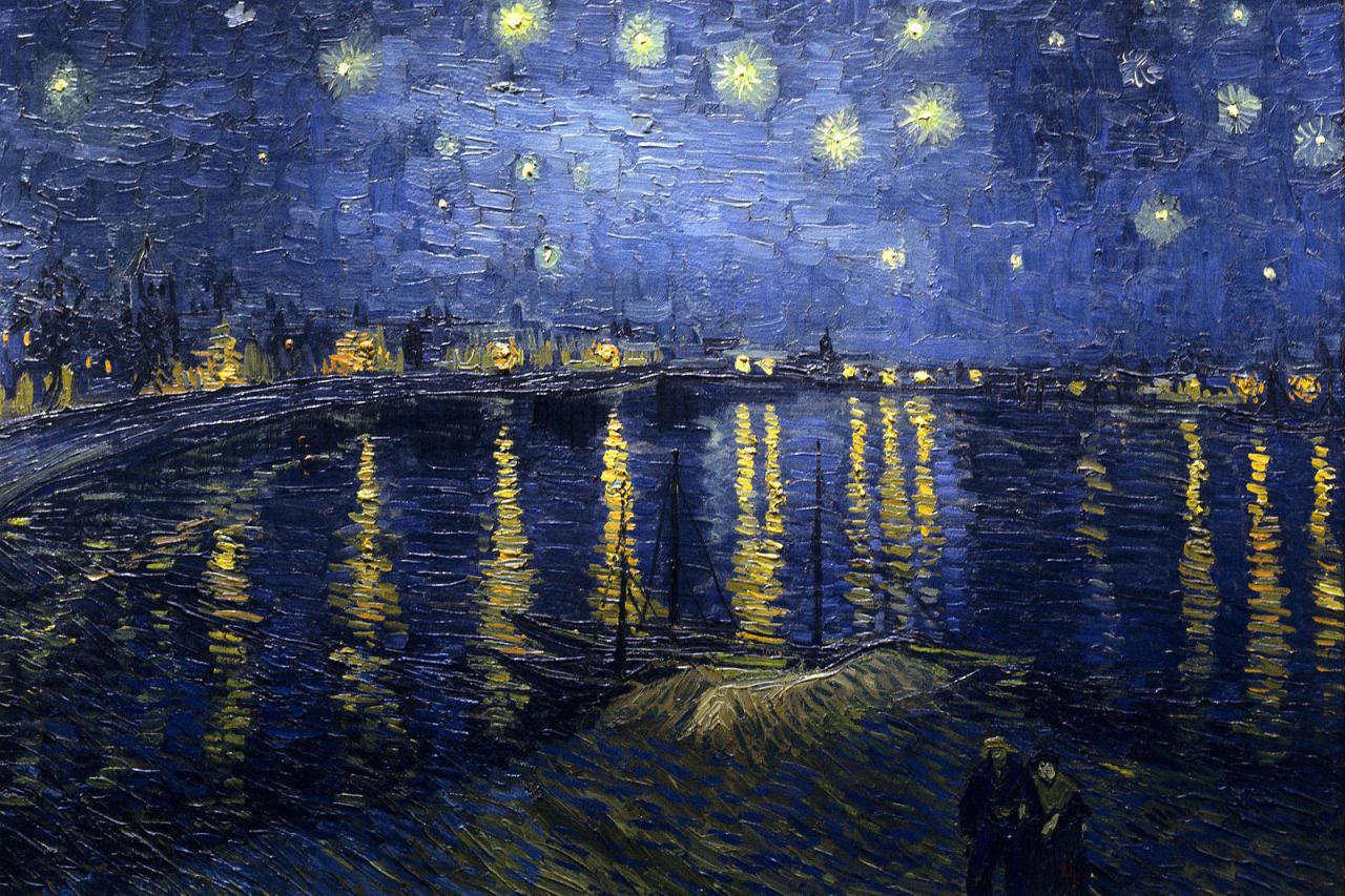 Fonds d'cran Art - Peinture Impressionniste Vincent Van Gogh - Nuit étoilée sur le Rhône (1888)