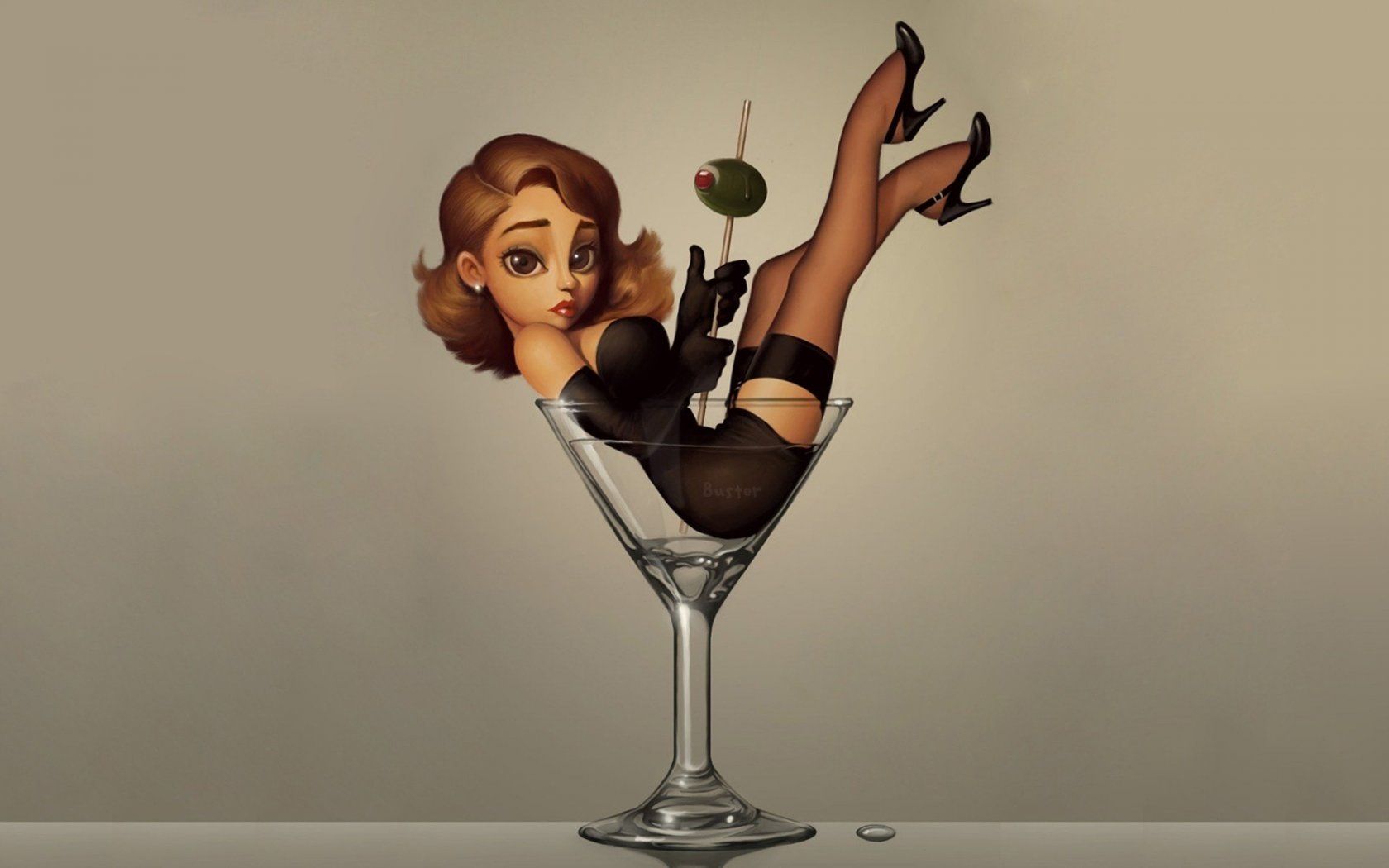 Fonds d'cran Art - Numrique Femmes - Fminit Alcohol_sexy_babe_legs_drink_cartoon