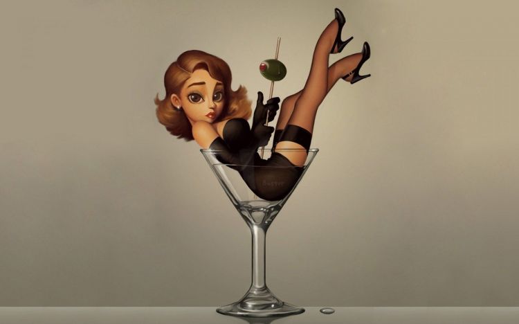 Fonds d'cran Art - Numrique Femmes - Fminit Alcohol_sexy_babe_legs_drink_cartoon