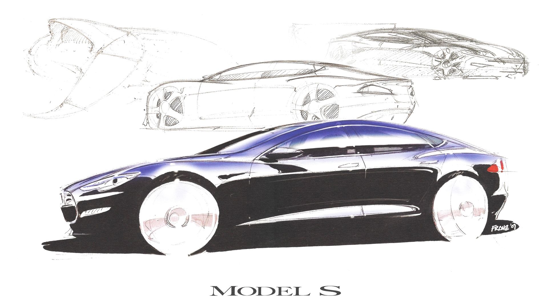 Wallpapers Cars Tesla Tesla Model S - Sketch