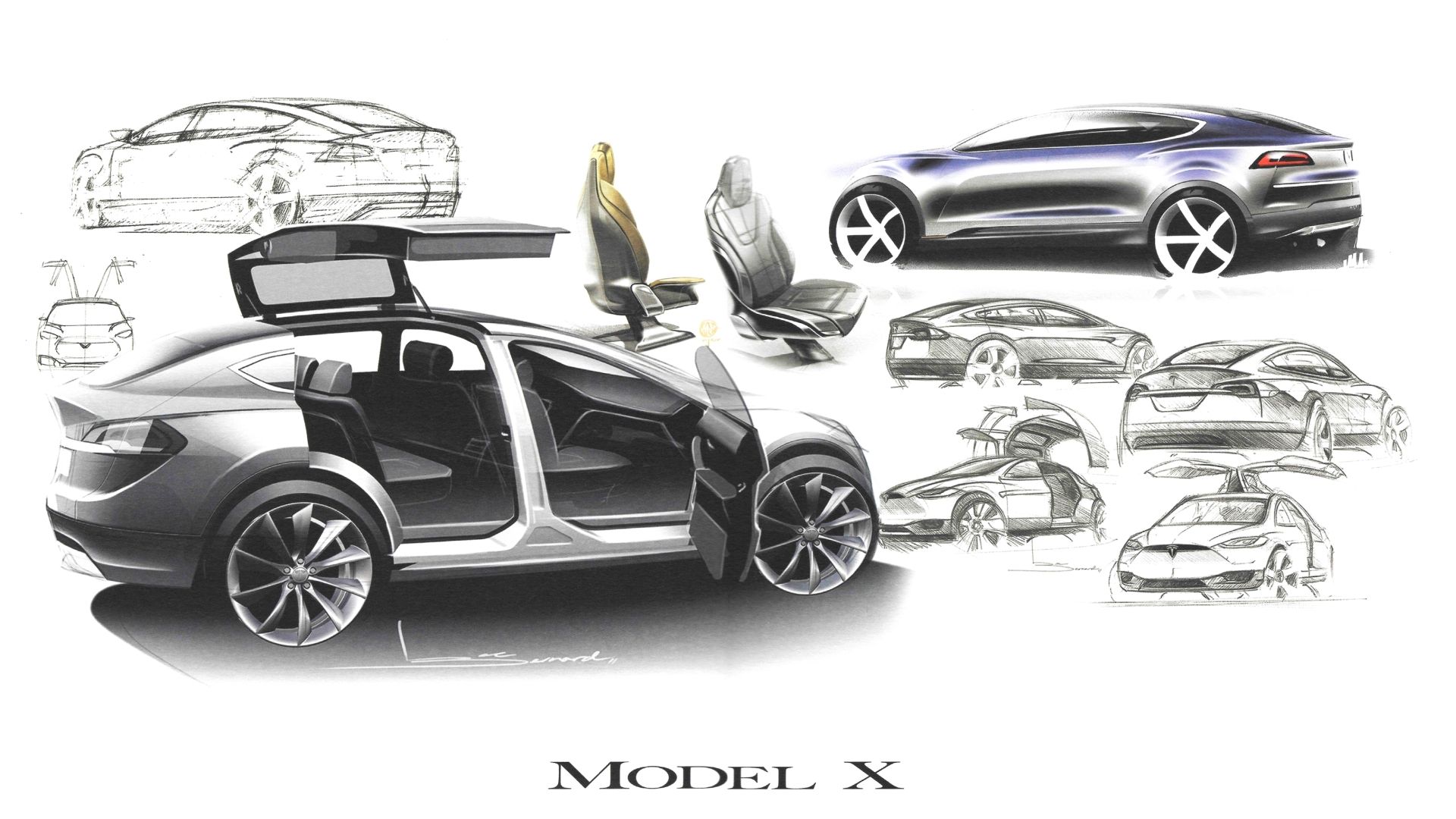 Fonds d'cran Voitures Tesla Tesla Model X - Sketch