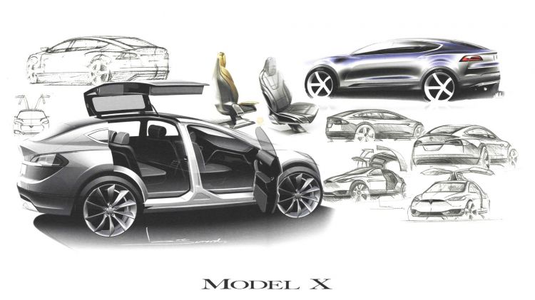 Wallpapers Cars Tesla Tesla Model X - Sketch