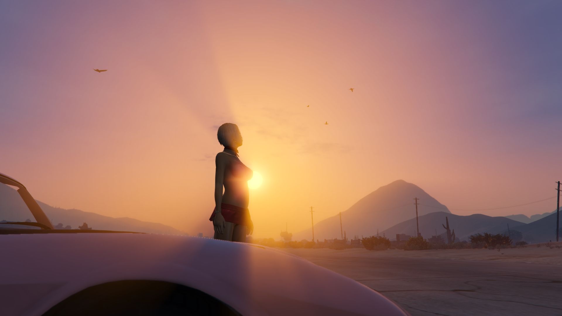 Wallpapers Video Games GTA 5 Bimbo et auto sur GTA V