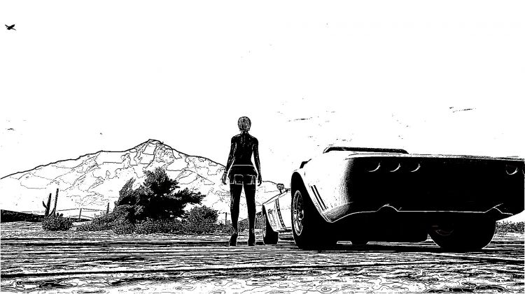 Wallpapers Video Games GTA 5 Bimbo et auto sur GTA V