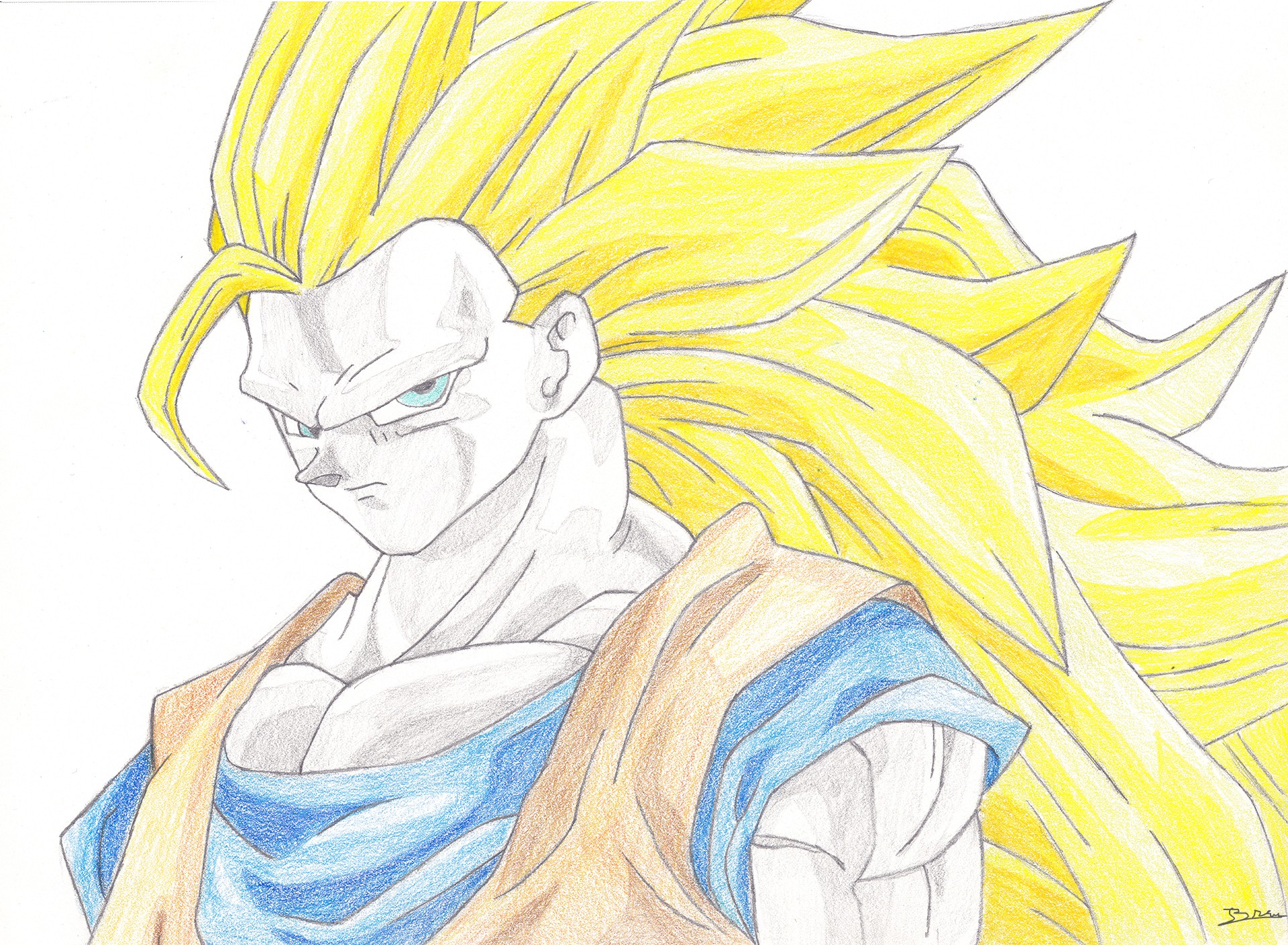 Fonds d'cran Art - Crayon Manga - Dragon Ball Z Goku - SSJ3