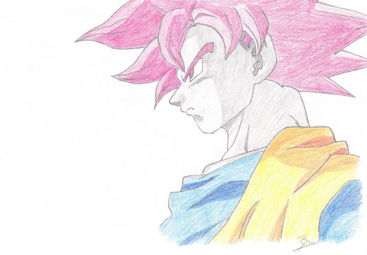 Fonds d'cran Art - Crayon Manga - Dragon Ball Z Goku - God 1st Form