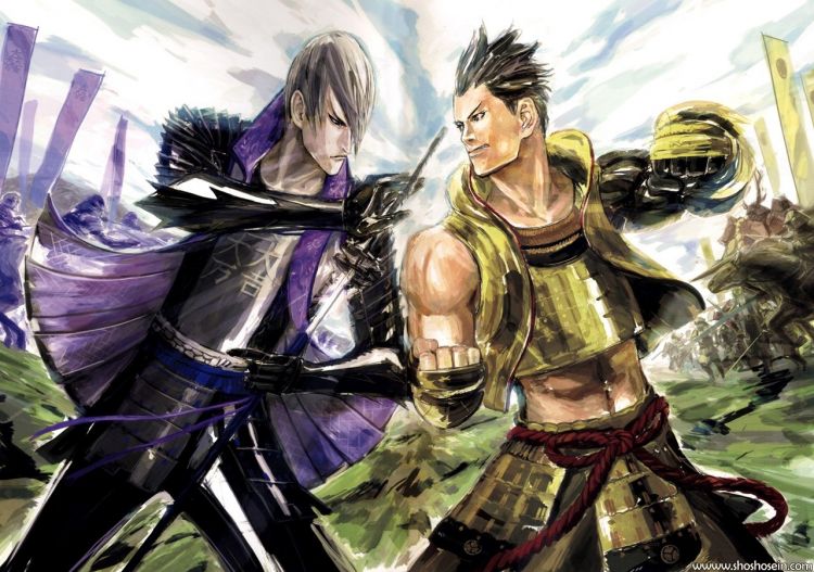 Fonds d'cran Manga Sengoku Basara Mitsunari Ishida contre Ieyasu Tokugawa (Sengoku Basara : the Last Party et Sengoku Basara : Judge End)