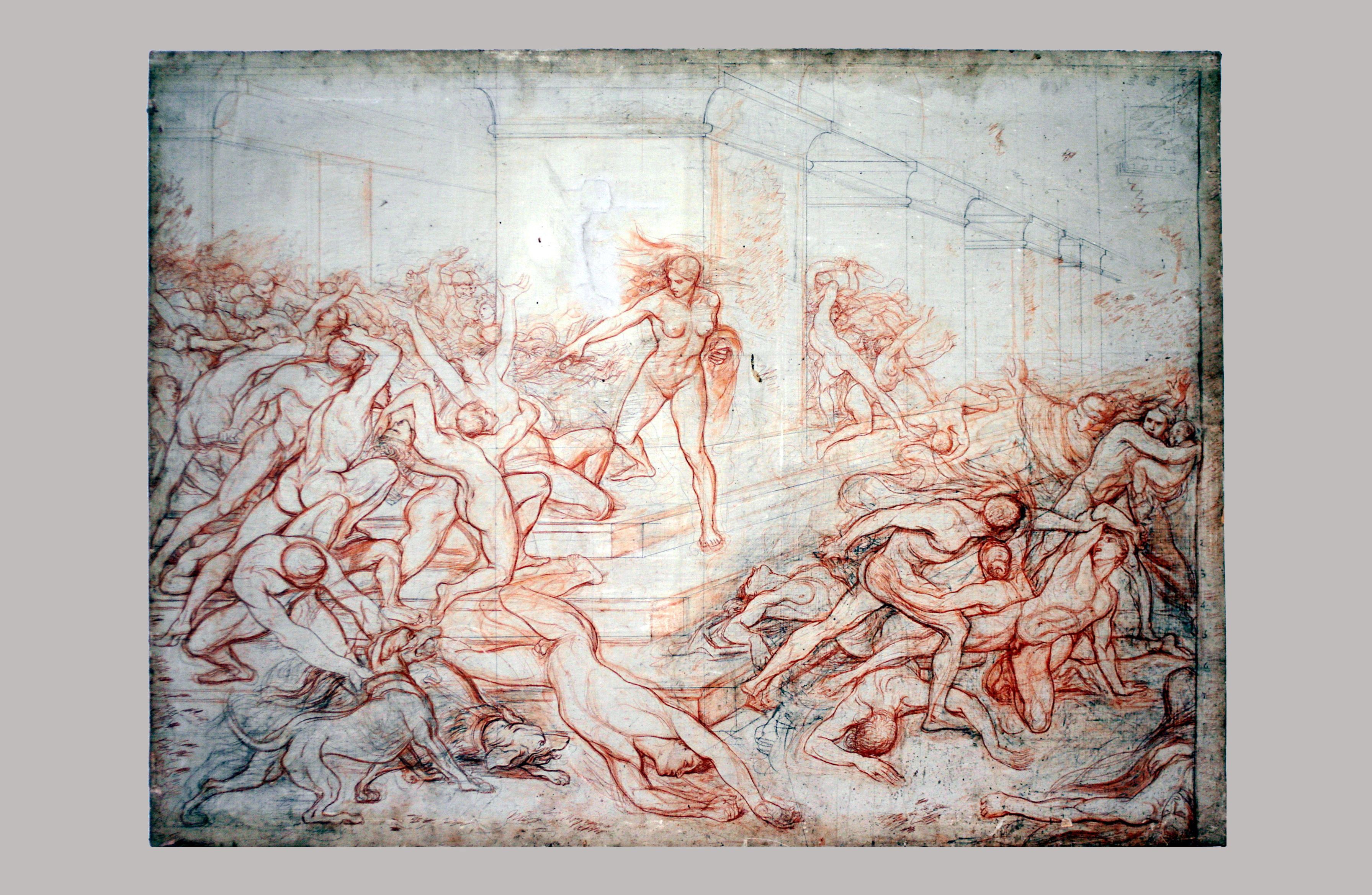 Fonds d'cran Art - Crayon Esquisses Athalie ordonnant le massacre des enfants de la race royale de David - vers 1823 - Xavier Sigalon