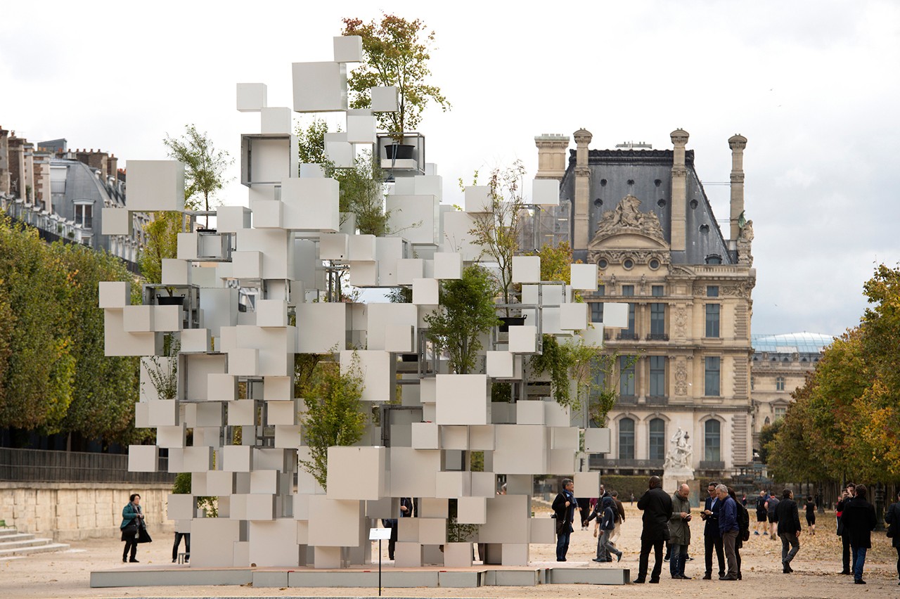 Fonds d'cran Objets Statuettes - Sculptures Many small cubes - 2014 - Sou Fujimoto (Acier, aluminium anodis, arbres)