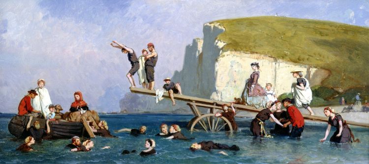 Fonds d'cran Art - Peinture Peintures Diverses La Baignade  tretat - vers 1865 - Eugne Le Poittevin