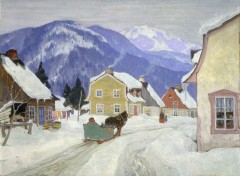  Art - Peinture Village Laurentien - 1927 - Clarence Gagnon