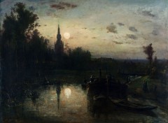  Art - Painting Clair de lune  Overschie (environ de Rotterdam) - 1855 - Johan Bartold Jongkind