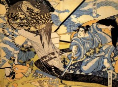  Art - Painting Minamoto Yorimitsu combattant  le moine Tsuchi-gumo trnasform en araigne - XIXe sicle - Utagawa Kuniyoshi