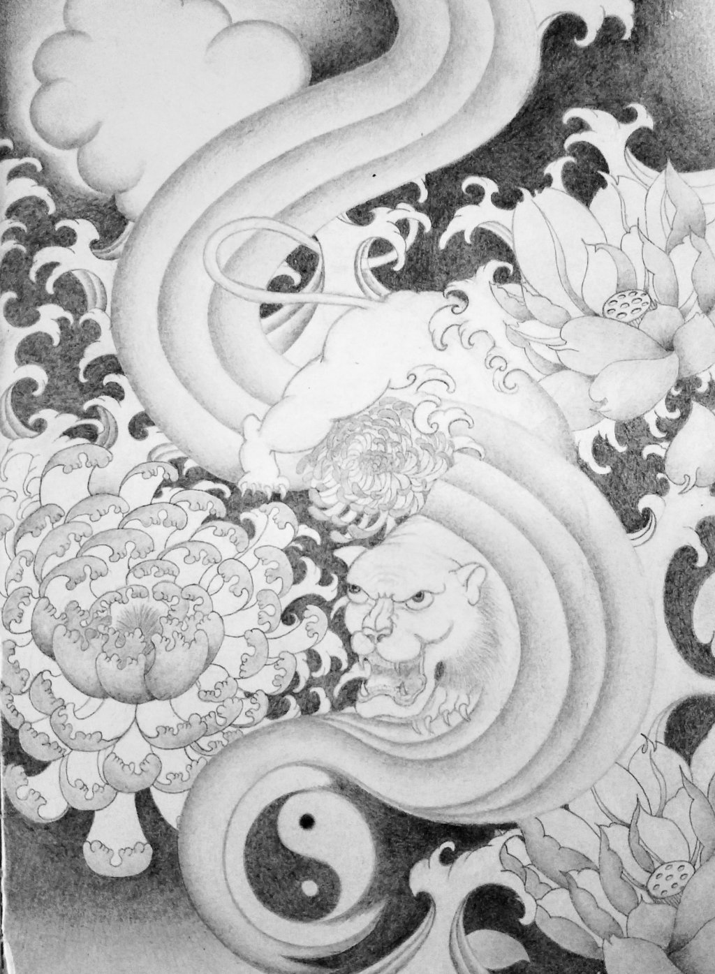 Wallpapers Art - Pencil Miscellaneous Tiger Japanese Style