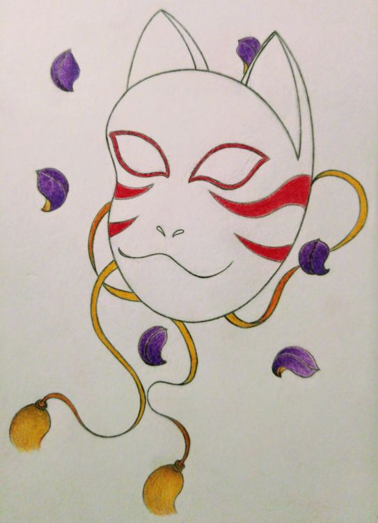 Fonds d'cran Art - Crayon Manga - Naruto Kitsune Mask