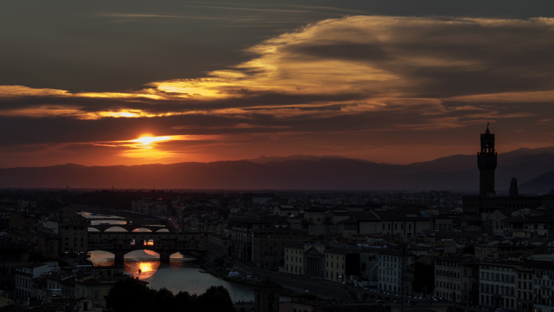 Fonds d'cran Voyages : Europe Italie Coucher de soleil sur FLorence