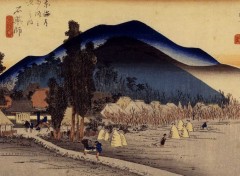  Art - Peinture Ishiyakushi (45e vue), Cinquante-trois relais du Tokaido - 1850-51 - Utagawa Hiroshige