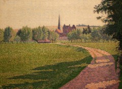  Art - Painting L'Eglise d'Eragny - 1886 - Lucien PIssarro