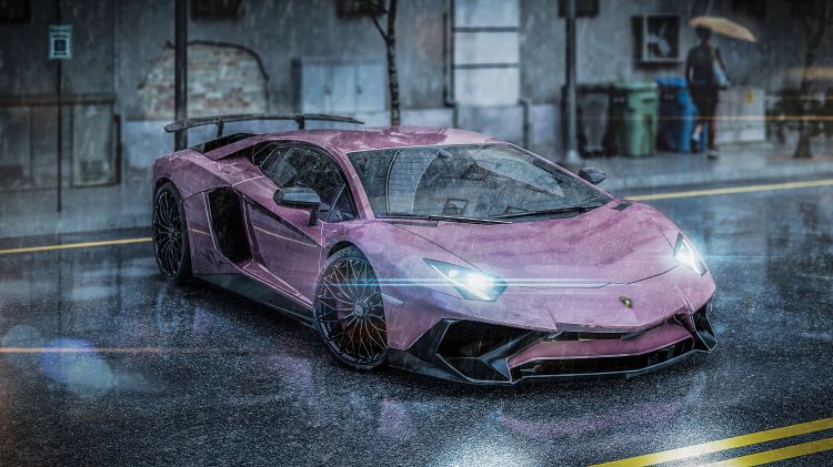 Wallpapers Digital Art Cars - Transport Lamborghini Aventador viola SE 30