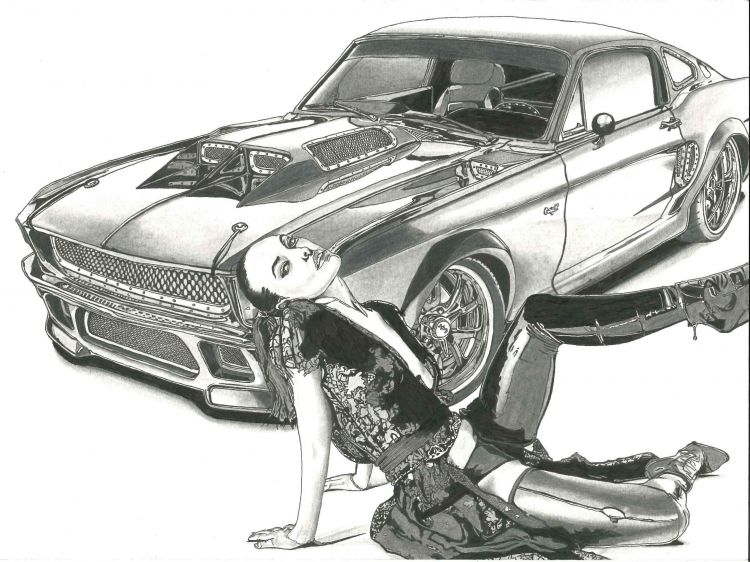 Fonds d'cran Art - Crayon Voitures et Motos Ford Mustang