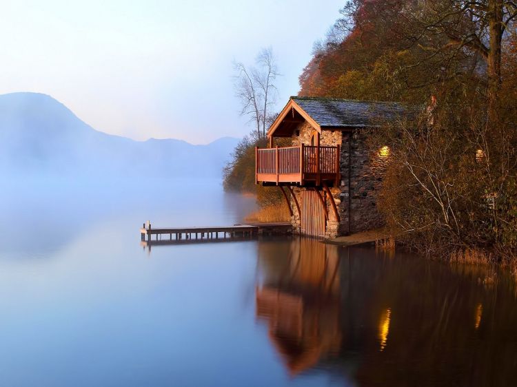 Fonds d'cran Nature Lacs - Etangs Brume sur le lac