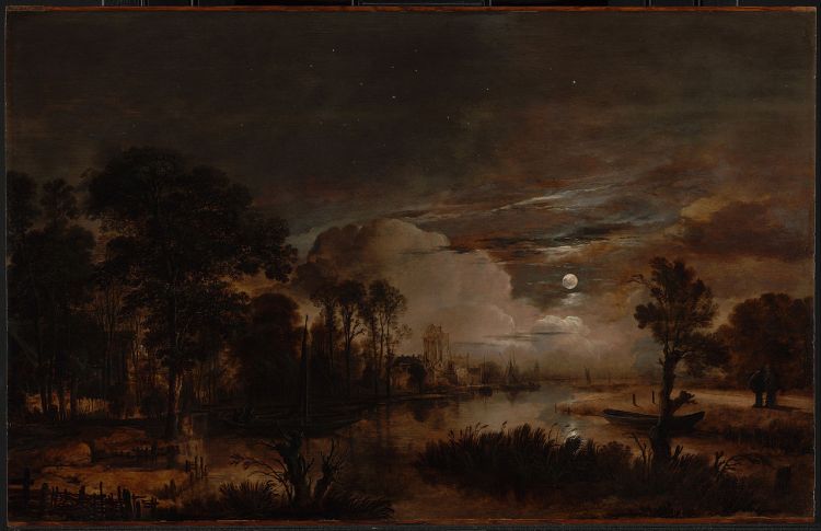 Fonds d'cran Art - Peinture Paysages Divers Paysage avec un chteau au clair de lune - 1646 - Aert Van Der Neer