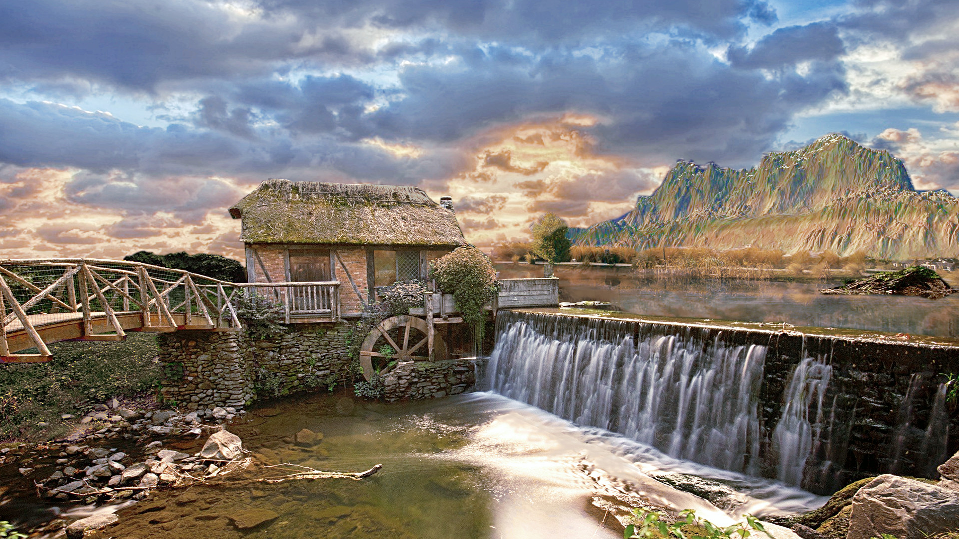 Fonds d'cran Art - Numrique Architecture, constructions Le vieux moulin du lac