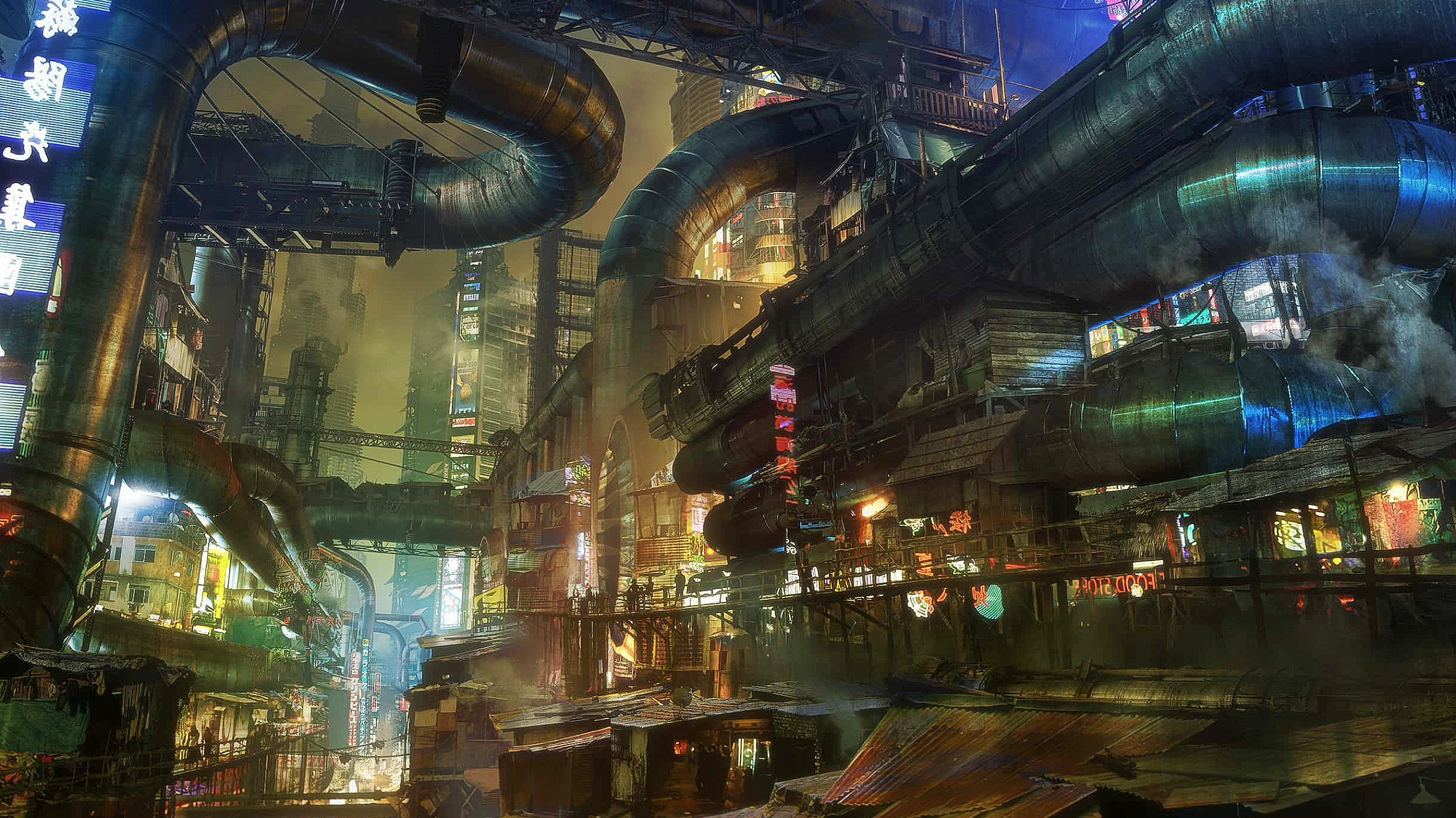 Wallpapers Fantasy and Science Fiction Future cities Alita - Iron City 01