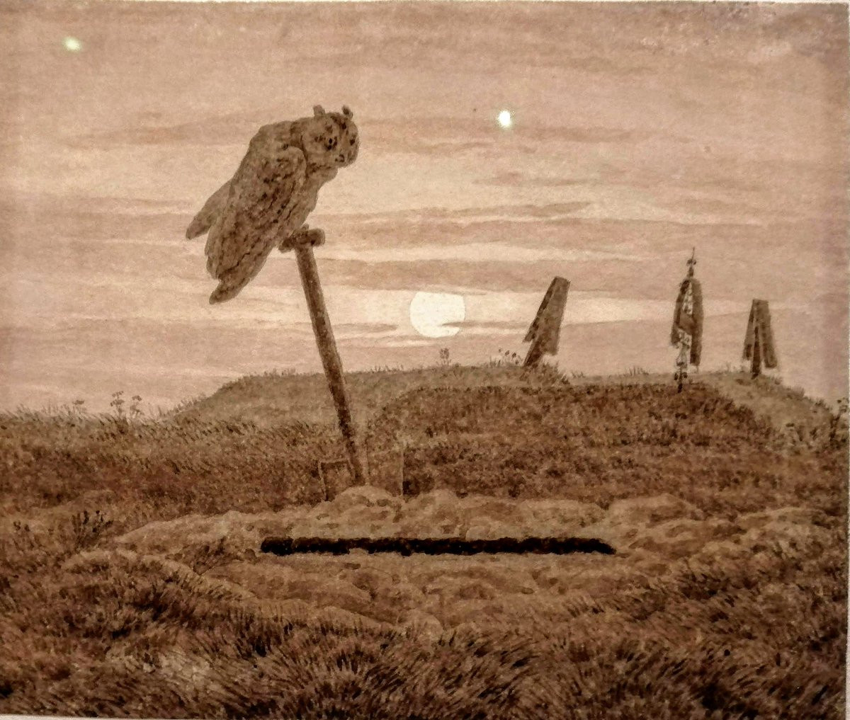 Wallpapers Art - Painting Landscapes - Misc Hibou sur une tombe, vers 1836, Caspar David Friedrich