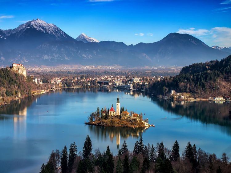 Fonds d'cran Nature Lacs - Etangs Lac de Slovénie - Eglise