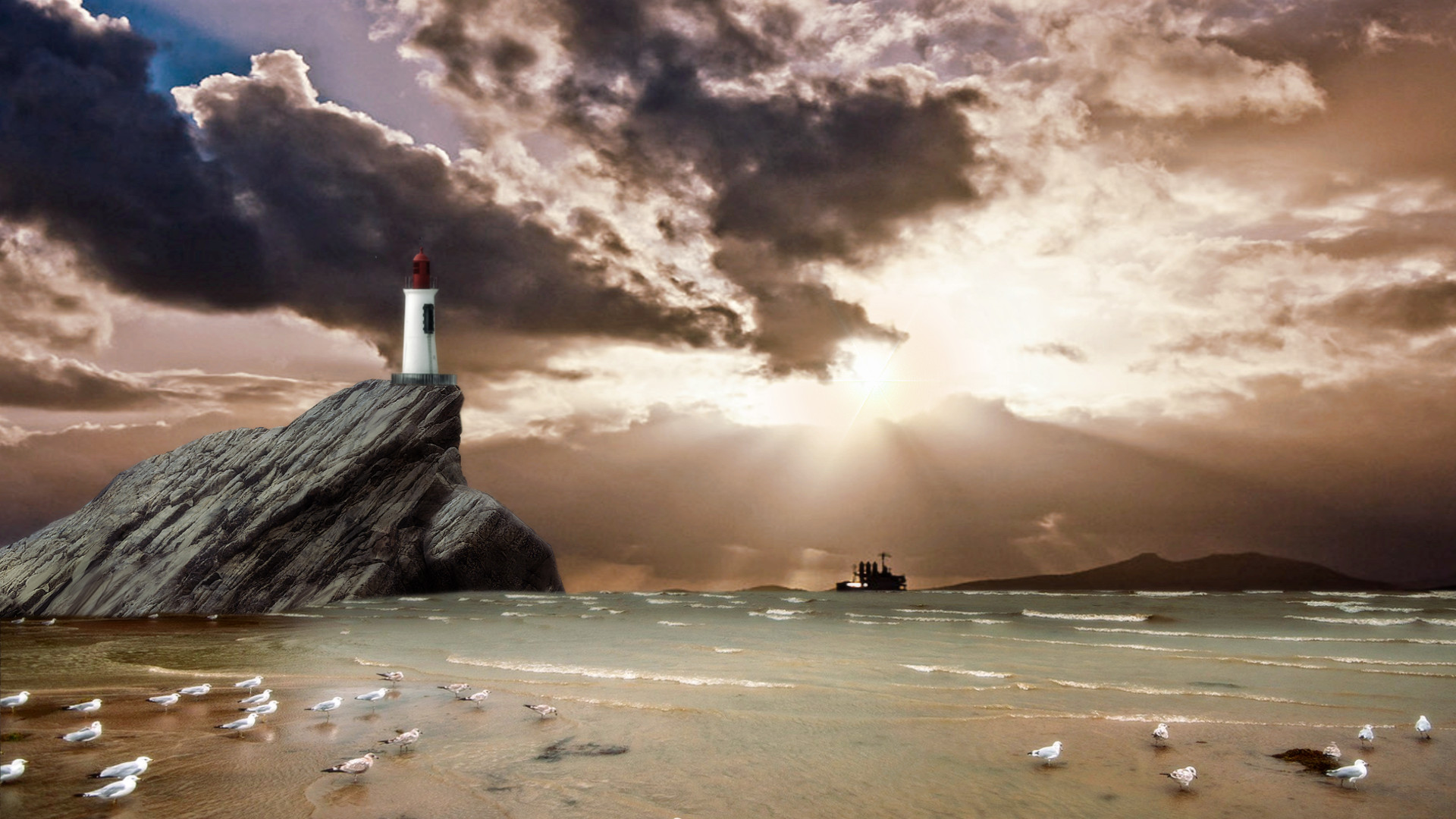 Fonds d'cran Art - Numrique Nature - Ocan, Plages Phare