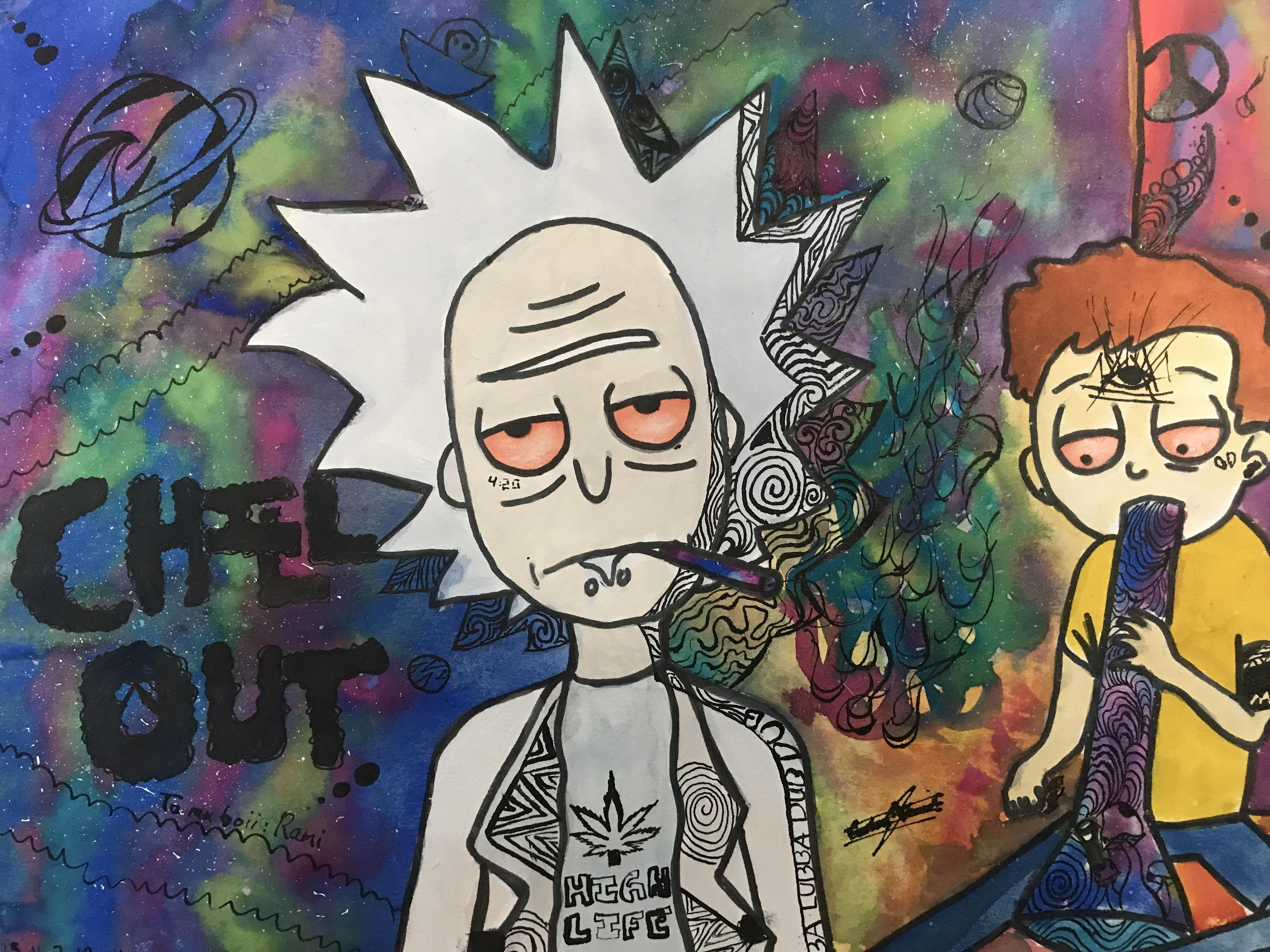 Wallpapers Cartoons Rick et Morty Rick et Morty smoke