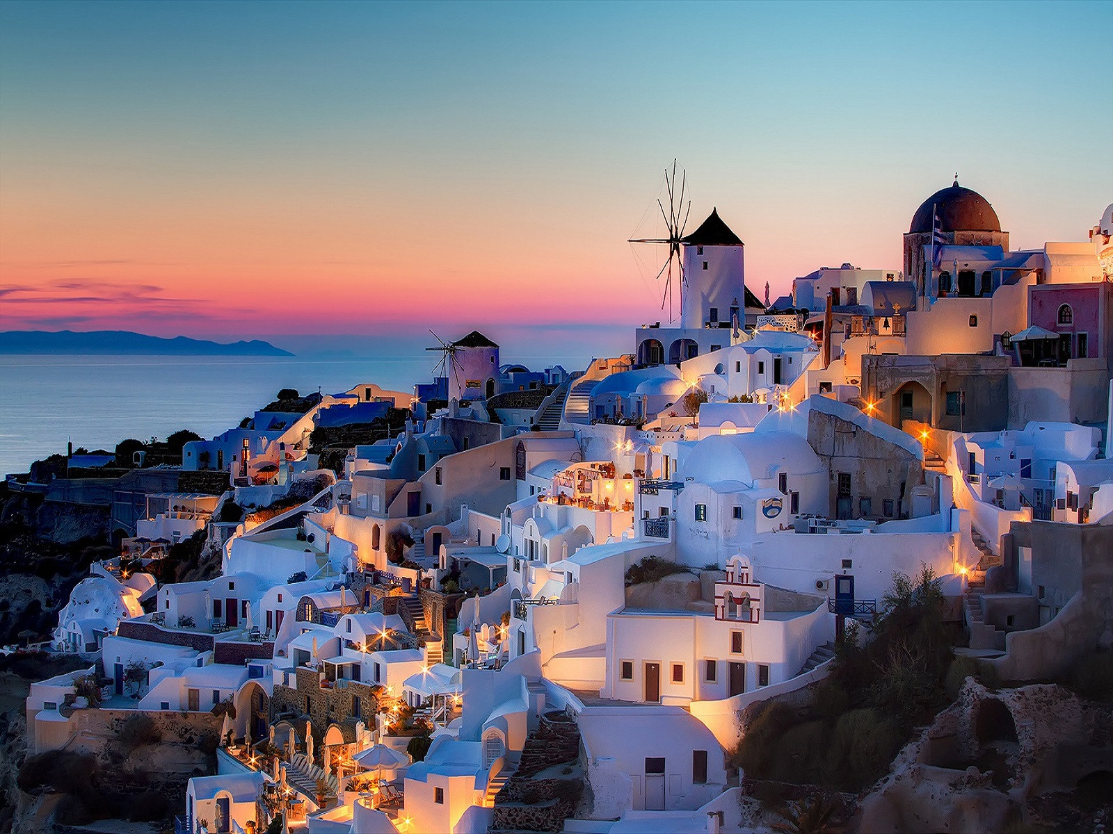 Wallpapers Constructions and architecture Cities - Towns Ville de Santorini la nuit (Grèce)