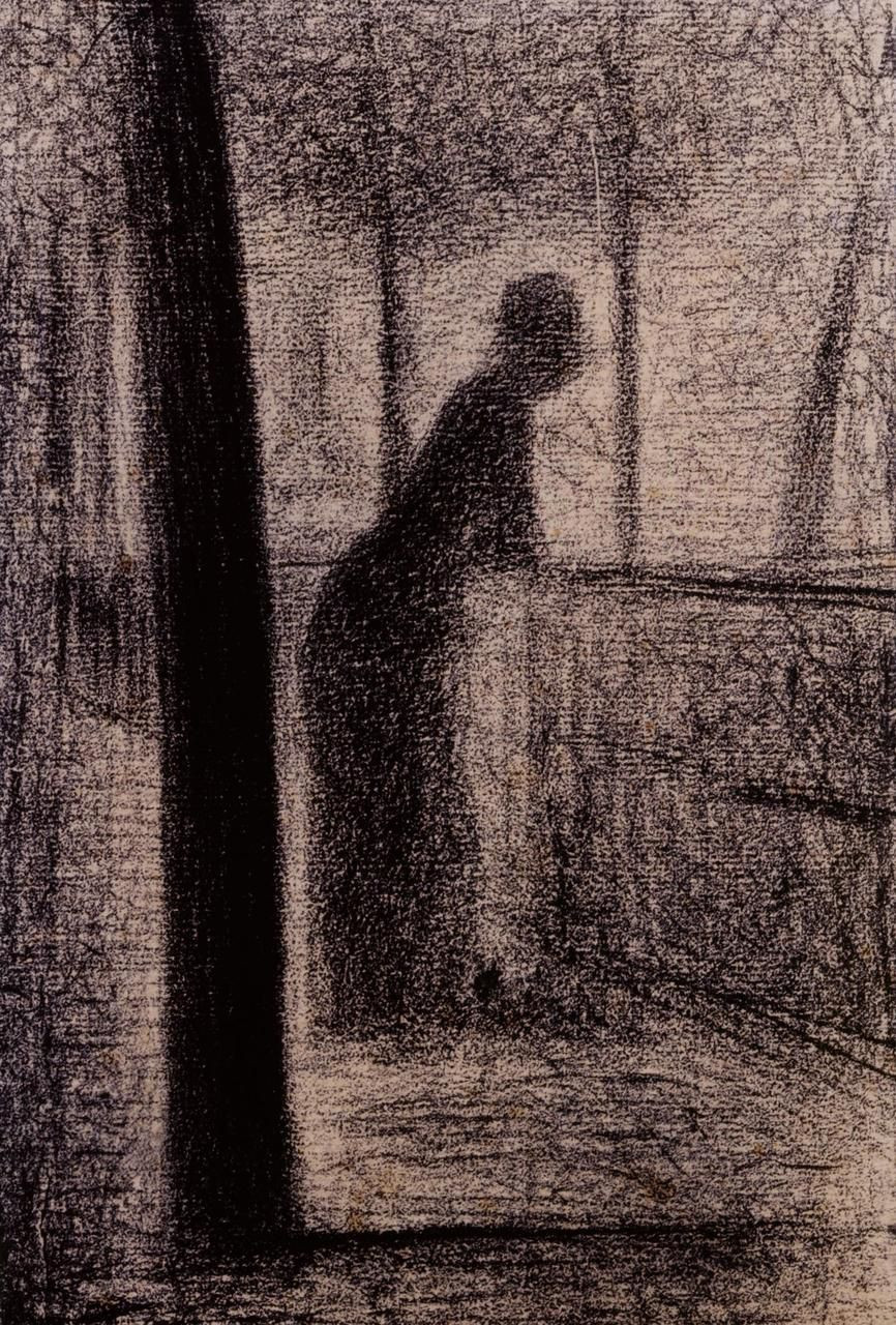 Fonds d'cran Art - Crayon Scnes de vie Femme accoude  un parapet de la Seine - vers 1881 - Georges Seurat