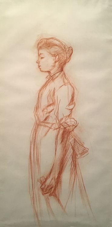 Fonds d'cran Art - Crayon Portraits Jeune fille tenant une bouteille (La Blanchisseuse) - fin XIXe sicle - Henri de Toulouse-Lautrec