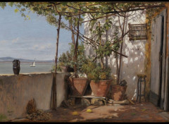  Art - Painting Loggia  Procida - 1835 - Martinus Rrbye